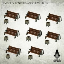 Hive City 8 Benches & 8 Trash Bins Kromlech Hdf Tabletop KRTS079 Trash Bins price