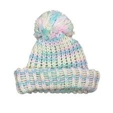 Vintage 80s Handmade Crocheted Baby Beanie Hat Toboggan Colorful Pastel Baby Beresi price