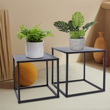 2x Square Coffee Table End Table Modern Metal Side Table Matt Black Home Office Orta Sehpa price