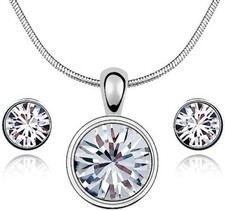 GEPARDINI White Diamond Glamour Set mit Swarovski Kristalle, Silberne Halskette Swarovski ketting price