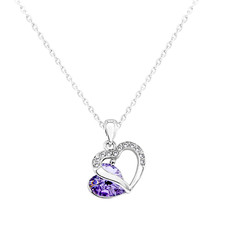 GEPARDINI Doppelherz Halskette mit Kristallen von Swarovski - Violett Swarovski ketting price