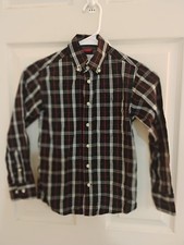 IZOD Boys Shirt Size M (8) Black Red Plaid Long Sleeve Button Down Casual School Jongensoverhemd price