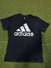 Adidas T-Shirt Youth Boys Large 14/16 Black Logo Graphic Tee Short Sleeve Cotton Jongensoverhemd price