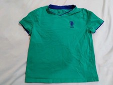 US Polo Assn Boys Shirt Size M 8 Green Blue V-Neck Short Sleeve Big Logo Tee Jongensoverhemd price
