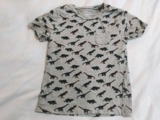 Craft & Flow Boys Shirt Size 7 Grey All Over Dinosaur Print Pocket T-Shirt Tee Jongensoverhemd price