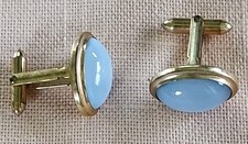 Gold Tone  Cufflinks With 1" Light Blue MoonStone Manchetknopen price