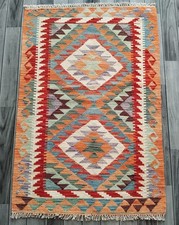 Multicolour Handmade Afghan/Turkish Kilim Rug, Wool Area Rug, Size 126x84 CM Kilim price