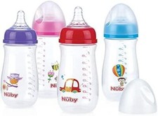 2 x Nuby 270ml Anti Colic Baby Bottle, Slow Flow Straw Nipple - 0+ Months, Clear Flessenspeen price