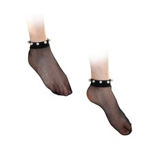 Women's Fishnet Ankle Socks Pear Beaded Sheer Mesh Socks (Black) Enkelsokken price
