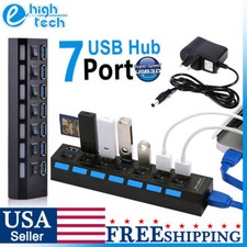 USB Hub 3.0 Powered 7 Port Splitter ON/OFF Switch Adapter Cable fr PC Laptop Mac Hub & Switch price