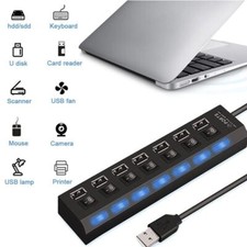 USB 3.0 Hub 7 Port On/Off Switch High Speed Splitter AC Adapter Cable PC Laptop Hub & Switch price