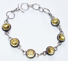 925 Silver Plated Decent Citrine Bracelet 8" Bold Look Jewelry Fashion Sale w701 Bijuteri Bilezik price