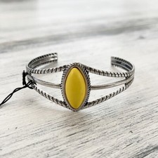Silver Tone Western Wanderer Yellow Marquise Stone Cuff Bangle Fashion Bracelet Bijuteri Bilezik price