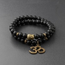 Fashion 8MM Matte Black Natural Stone Buddha Head Women Men Bracelets Jewelry Bijuteri Bilezik price