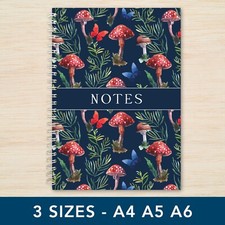 Spiral Notebook Mushroom A5 A4 A6 | Plain or Ruled Paper | Work & Study Journal Spiralli Defter price
