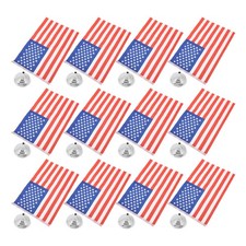 12 Set American Flag Desk Decor - Miniature USA Table Flag with Base Stand - Bureau price