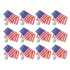 12 Set American Flag Desk Decor - Miniature USA Table Flag with Base Stand - Bureau price