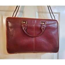 Cognac Brown Leather Briefcase Lap Top Case Dbl Handle Shoulder Strap Vantaggio Unisex Briefcase price