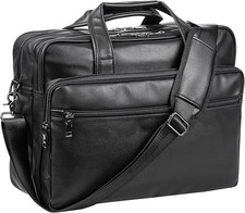 Leather Laptop Bag,Men's 17.3 Inches Messenger Briefcase Business Computer Sa... Unisex Briefcase price