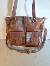 Vintage Leather Briefcase Satchel Brass Hardware Distressed Lined Unisex Soft Unisex Briefcase price