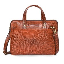 Genuine Leather Laptop Briefcase 15" Tan Crocodile Print Messenger Bag unisex Unisex Briefcase price