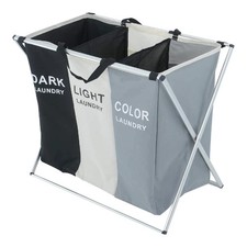 Foldable Laundry Basket Washable Large Washing Basket with 3 Compartment UK Laundry Basket price