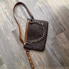 Michael Kors Womens Belt Bag Signature Monogram Chain Detail Brown Medium Dames Riem Tas price