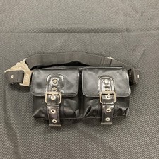 Bebe Sport Belt Bag Womens Black Nylon Faux Leather Buckle Fanny Pack Y2K Goth Dames Riem Tas price