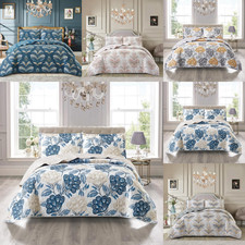 3 PCS QUILTED BEDSPREAD EMBOSSED COMFORTER SET SINGLE DOUBLE KING SIZE BED THROW Bedspread price