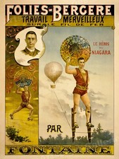 1880s Folies Bergere Fontaine Vintage Style Circus Poster - 24x32 Armchair & Bergere price
