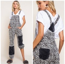 POL Leopard Patchwork Overalls Jumpsuit Womens S Joggers Denim Corduroy Boho Dames jumpsuits en tuinbroeken price