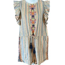 THML Womens Small Shorts Romper with  Embroidery Trim and Tie Waist Dames jumpsuits en tuinbroeken price