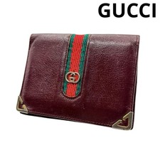 Gucci Sherry Line Card Holder Bifold Red Leather Unisex Italy Used Unisex kaarthouder price