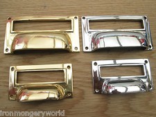 SOLID BRASS DRAWER CUPBOARD FILING CABINET CARD FRAME LABEL HOLDER CUP HANDLE Filing Kast price