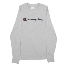 CHAMPION Mens Grey Long Sleeve Crew Neck T-Shirt S Cotton Logo Sweatshirt T-shirt & sweatshirt (Outdoor) price