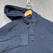 American Eagle Thermal Waffle Knit Hoodie Shirt Mens Medium Blue Henley Hooded T-shirt & sweatshirt (Outdoor) price