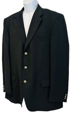 Emanuel Ungaro Mens Blazer Suit Coat Black Wool 44L Long Silver Tone Buttons Heren pak price