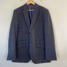 Hammond & Co Blazer Suit Jacket Mens 46R Blue Checked Wool Blend Smart Formal Heren pak price