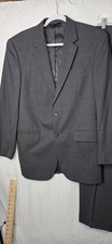 Jos A Bank Mens Suit Gray 100% Wool Windowpane 2 pc 40L Jacket 34 L Pant Heren pak price
