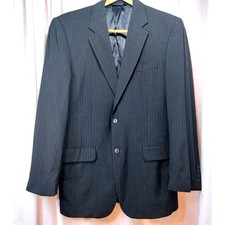 JOS A BANK Mens Suit Jacket Sport Coat Blazer 40R Black Striped 100% Wool Heren pak price