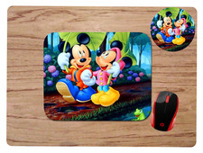 MICKEY AND MINNIE - CUSTOM  PC MOUSEPAD DESK MAT & COASTER - 2 pc GIFT SET Bureau mat Set price