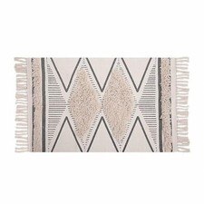 Boho Bathroom Rug Hand Woven Cotton Tufted Chic Diamond Print Tassels Throw Rugs Badkamer Rug price