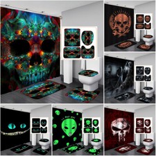 Large Skull Shower Curtain Bathroom Rug Set Bath Mat Non-Slip Toilet Lid Cover Badkamer Rug price