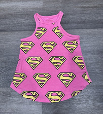 DC Comics Girls Pink Superman Logo Tank Top Girls Size 4/5 Sleeveless Round Neck Meisjes hemdje price