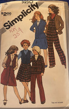 Vintage 1981 Simplicity Pattern #5250 Girls Skirt, Culottes,Pants, Vest, Jacket Meisjes rok price