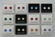 PAAR 925 STERLINGSILBER OHRSTECKER MIT SWAROVSKI ELEMENTEN KRISTALL + KISTE Swarovski Oorbellen price
