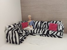 1/6 scale barbie doll size zebra animal corner sofa set for dolls Corner Bank / Set price