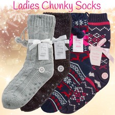 Ladies Womens Cosy Chunky Knit Slipper Socks Gift Anti Slip Grippres Bed Grip Dames Slipper Sokken price