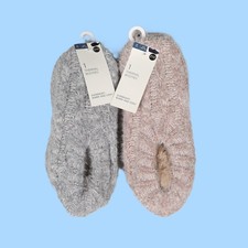 M&S Thermal Booties Bundle of 2 Slipper Socks Womens UK 3-7 Non slip Grips Warm Dames Slipper Sokken price