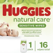 Huggies Natural Care Sensitive Baby Wipes Plant-Based Fragrance Free 16 Count Baby Wipes price